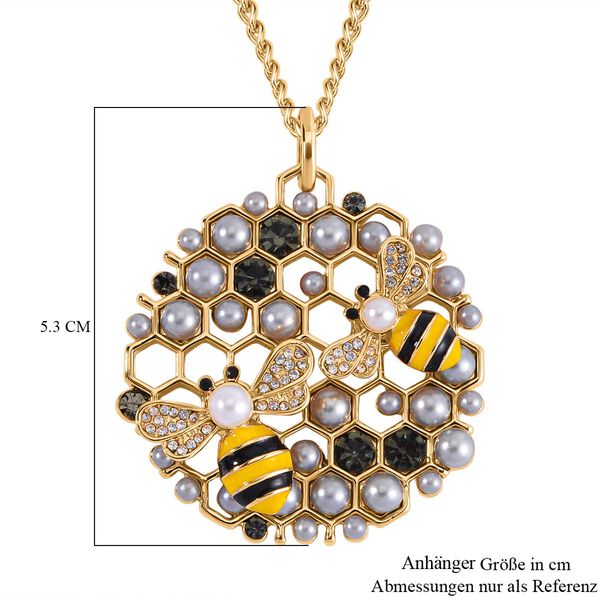 Grauer Kristall, Schwarzer Kristall Halskette ca. 60 cm Legierung emailliert image number 7