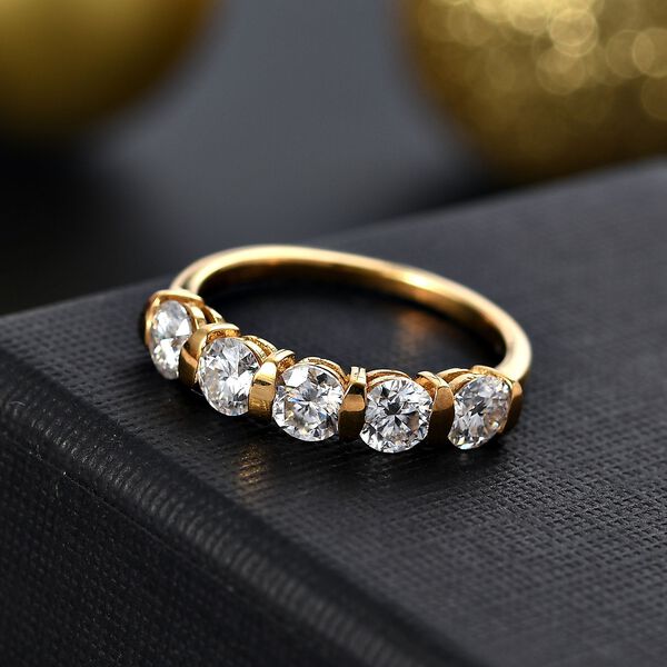 Moissanit Ring, 925 Silber 750 Gelbgold Vermeil - 1,13 ct. image number 2