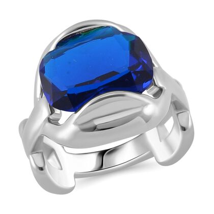 Blauer Kristall Ring, 316L Edelstahl, (Gr&ouml;&szlig;e 17.00)