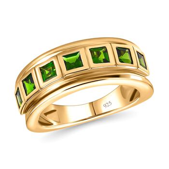 Nat&uuml;rlicher Chromdiopsid Ring, 925 Silber vergoldet, (Gr&ouml;&szlig;e 21.00), ca. 1.14 ct