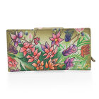 Sukriti - handbemalte Brieftasche aus echtem Leder mit RFID Schutz, Blumenmuster, Grün image number 2