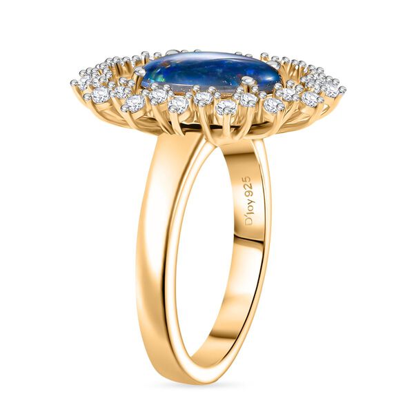 D'Joy Boulder Opal Triplett und Zirkon Ring und Anh&auml;nger mit 50cm Kette image number 11