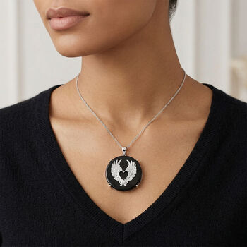 D'Joy Shungit Anh&auml;nger mit Kette, ca. 45 cm 925 Silber rhodiniert ca. 35,98 ct