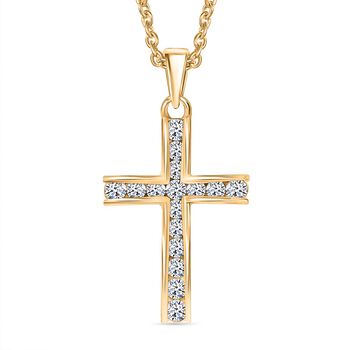 LUXURIANT SI-GH Labor Diamant Anh&auml;nger mit 45cm Kette, 925 Silber 750 Gelbgold Vermeil - 0,51 ct.