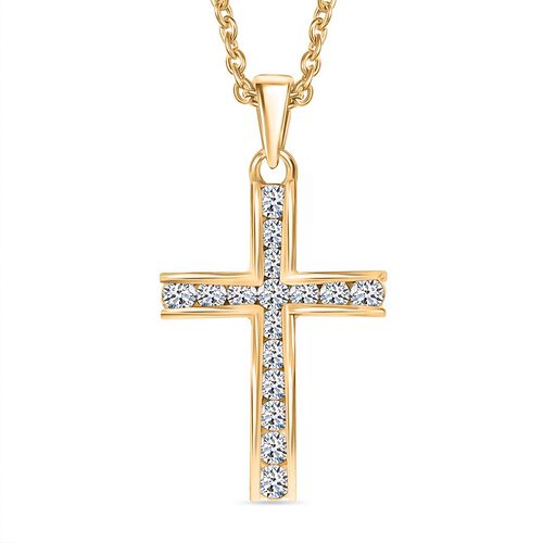 LUXURIANT SI-GH Labor Diamant Anhänger mit 45cm Kette, 925 Silber 750 Gelbgold Vermeil - 0,51 ct. image number 0
