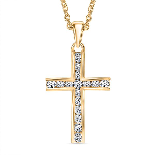 LUXURIANT SI-GH Labor Diamant Anhänger mit 45cm Kette, 925 Silber 750 Gelbgold Vermeil - 0,51 ct. image number 0