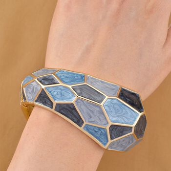 Emaille-Armreif im Facetten-Design, ca. 18 cm, Blau