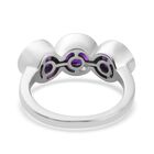 Marokkanischer Amethyst 3 Stein Ring 925 Silber Platin-Überzug image number 5