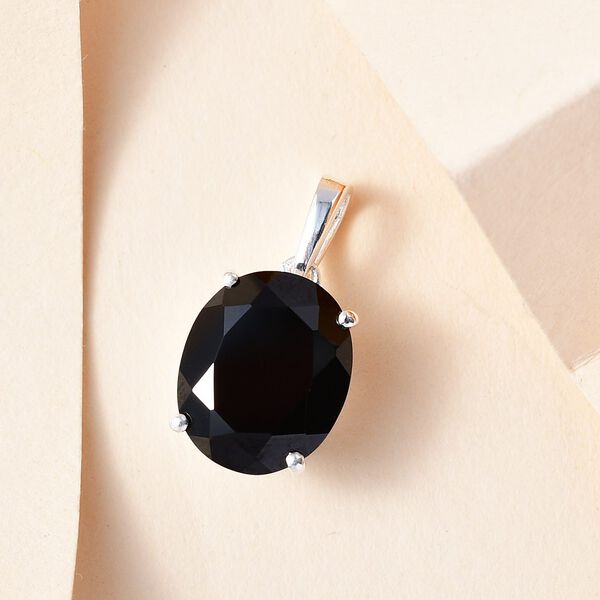 Schwarzer Spinell Anh&auml;nger, 925 Silber, ca 6,23 ct image number 3