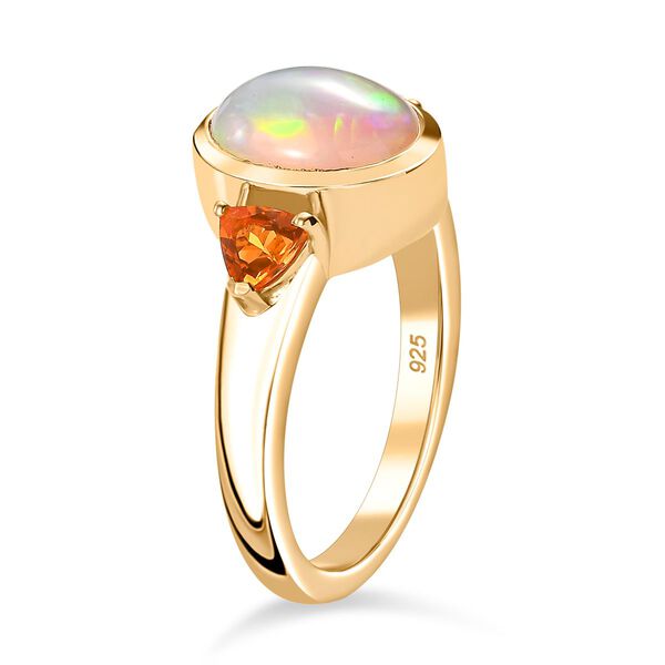 Natürlicher, äthiopischer Welo Opal, Feueropal Ring 925 Silber 750 Gelbgold Vermeil (Größe 21.00) ca. 2.02 ct image number 6