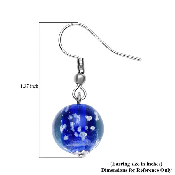 2er Set - Murano-Glasperlen Design, flexibles Armband und Ohrringe, Reiner Edelstahl, Blau image number 6