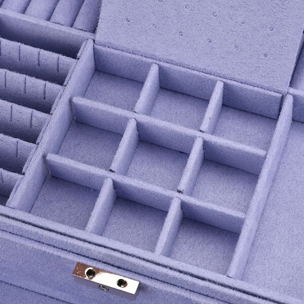 3-schichtige Schmuckbox aus Samt mit 5 Silberputztüchern in Lila, 24,5x17x11,5cm image number 8