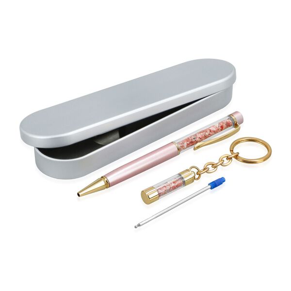 Edelstein Stift Set Pfirsichopal, Stift Schlüsselanhänger Mine, Grün image number 3