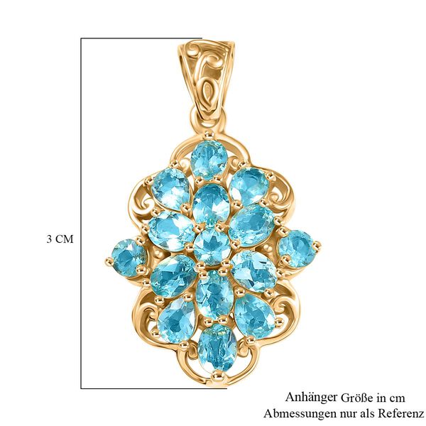 D'Joy Betroka Blauer Apatit Anhänger 925 Silber 750 Gelb Vergoldet ca. 2.57 ct image number 5
