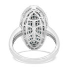 Blauer und Weißer Diamant Cluster Ring 925 Silber Platin-Überzug image number 4