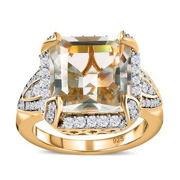 Prasiolith und Zirkon Ring- 7,10 ct.