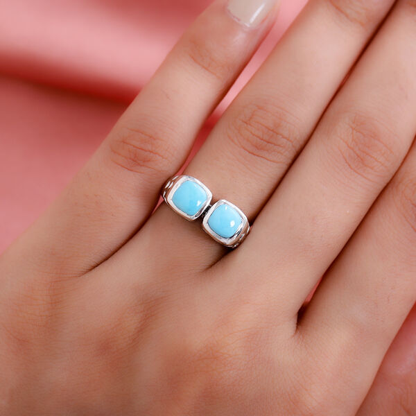 Nat&uuml;rlicher Sleeping Beauty T&uuml;rkis Ring 925 Silber Platin-&Uuml;berzug image number 3