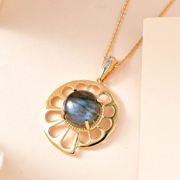 GP Bella Italia Kollektion - Labradorit, Kanchanaburi blauer Saphir und Zirkon-Kette mit Anh&auml;nger - 5,59 ct. image number 2