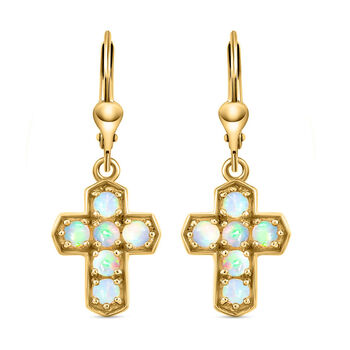 Nat&uuml;rliche, &auml;thiopische Opal-Ohrringe, 925 Silber vergoldet ca. 0,88 ct