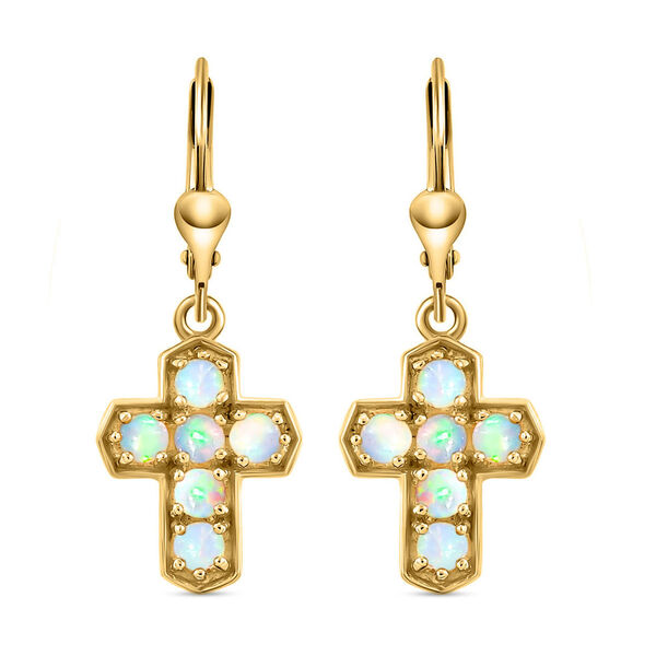 Nat&uuml;rliche, &auml;thiopische Opal-Ohrringe, 925 Silber vergoldet ca. 0,88 ct