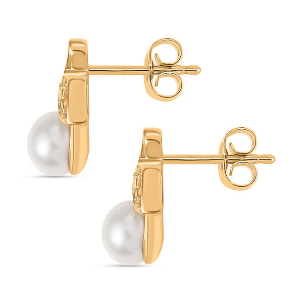 3er Set - Süßwasser Perle (6-8 mm) Anhänger, Ring und Ohrringe, (Größe 18.00), goldfarben image number 10