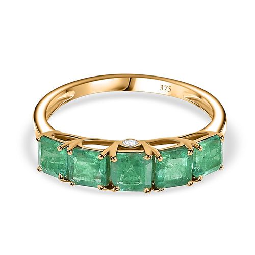 AAA Smaragd und Diamant Ring in 375 Gold - 1,70 ct. image number 0