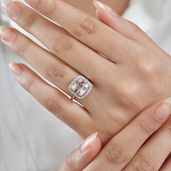 LUXORO AAA Rosa Morganit, Wei&szlig;er Diamant Ring 417 Gold (Gr&ouml;&szlig;e 17.00) ca. 3,26 ct