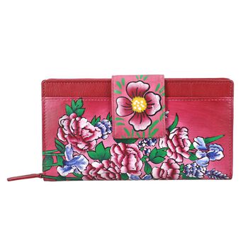 SUKRITI - RFID-gesch&uuml;tztes 100% Echtleder handbemaltes Portemonnaie, 19.68x0.20x10.16 cm, rot