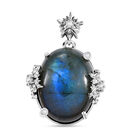 GP Spezial Kollektion AAA Labradorit, Weißer Zirkon Anhänger, 925 Silber rhodiniert ca. 19.37 ct