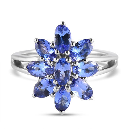 AAA Tansanit Blumen-Ring, 925 Silber platiniert  ca. 2,30 ct image number 0