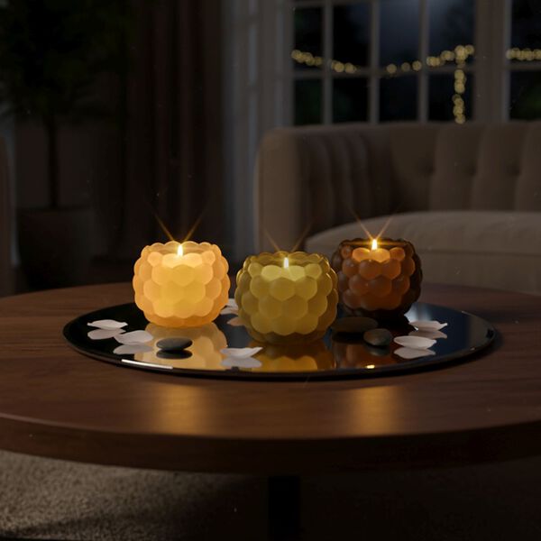 3er Set - Duftkerze Traubenform Französischer Kaffee Vanille Pfirsichblütenhonig, Glas 7.5 x 7 cm image number 0