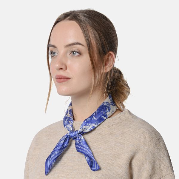 LA MAREY 100% nat&uuml;rlicher Maulbeerseiden Schal, Gr&ouml;&szlig;e: 52x52 cm, Safari Muster image number 2