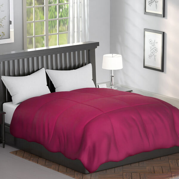 Serenity Night: Maulbeerseiden Quilt mit quadratischer Steppung, Gr&ouml;&szlig;e King 225x220 cm, Burgunderrot