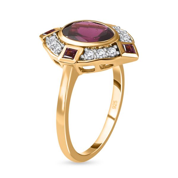 Rhodolith Granat Ring, 925 Silber vergoldet (Größe 21.00) ca. 2.79 ct image number 4