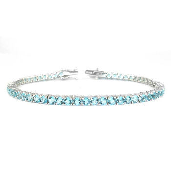Aqua Zirkonia Armband ca. 19 cm Nickelfreies Messing