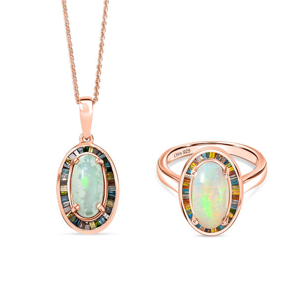 D’Joy AA äthiopisches Welo Opal und mehrfarbiges Diamant Schmuckset image number 0