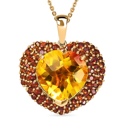 D'Joy Sphaleros Quarz, Mosambik Granat Schmuckset ca. 50 cm 925 Silber 750 Gelbgold Vermeil ca. 7.98 ct