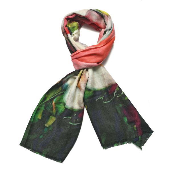 LA MAREY Schal aus 100% Premium-Kaschmir mit Digitaldruck, 70x200cm, wei&szlig;e Glockenblumen image number 9