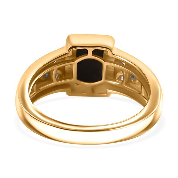 Ammolit, Wei&szlig;er Zirkon Baguetteschliff Ring, 925 Silber, 750 Gelbgold Vermeil (Gr&ouml;&szlig;e 18.00) ca. 1.54 ct image number 6