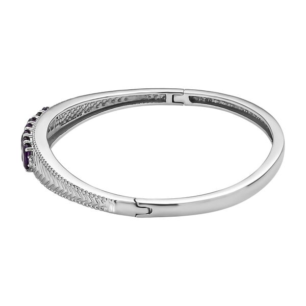 Afrikanischer Amethyst, Wei&szlig;er Zirkon Armreif ca. 18 cm Edelstahl ca. 3,06 ct. image number 4