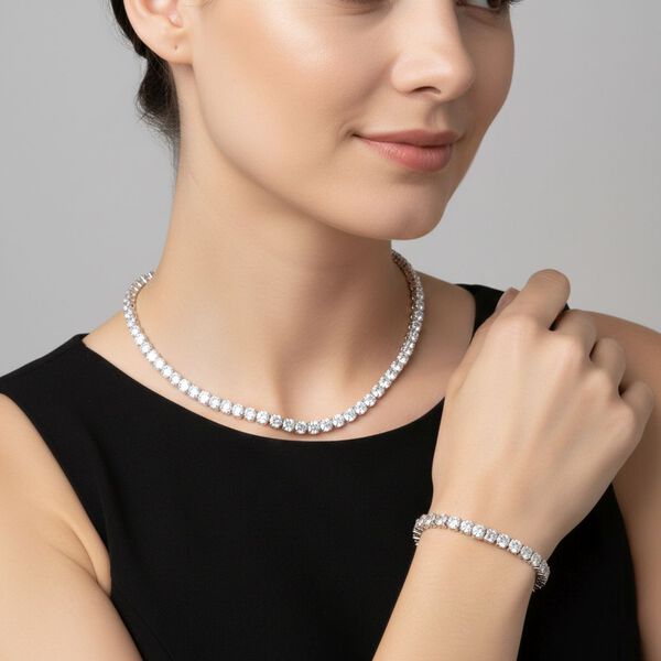 Wei&szlig;er Zirkonia Schmuckset Nickelfreies Messing image number 2