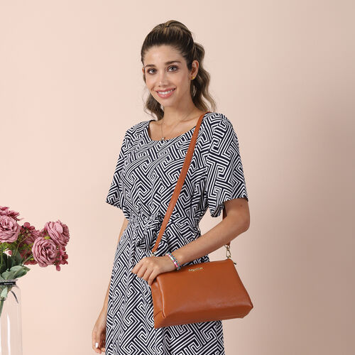 Sencillez Crossbody Tasche aus echtem Leder,  Größe 28x9x17 cm, Braun image number 1