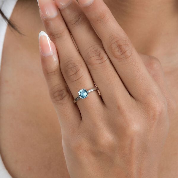 Aquamarin Kristall Ring 925 Silber platiniert (Gr&ouml;&szlig;e 16.00) ca. 1,50 ct image number 3