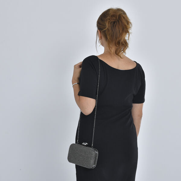 Moderne Clutch mit Kristallverzierung, Schwarz image number 3