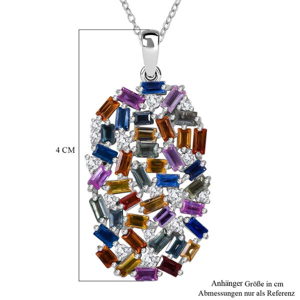AA Mehrfarbiger Saphir und Moissanit-Anhänger mit 50cm Kette - 6,01 ct. image number 5