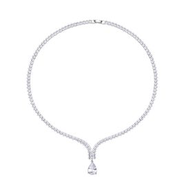 Weißes Zirkonia-Mosaik Collier, ca. 50 cm, Messing