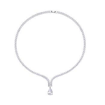 Wei&szlig;es Zirkonia-Mosaik Collier, ca. 50 cm, Messing