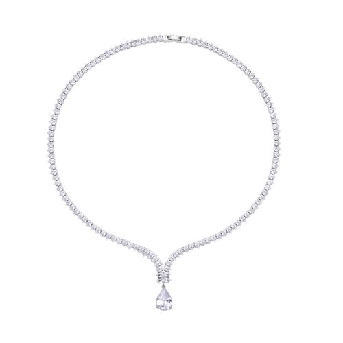 Weißes Zirkonia-Mosaik Collier, ca. 50 cm, Messing image number 0
