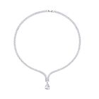 Weißes Zirkonia-Mosaik Collier, ca. 50 cm, Messing