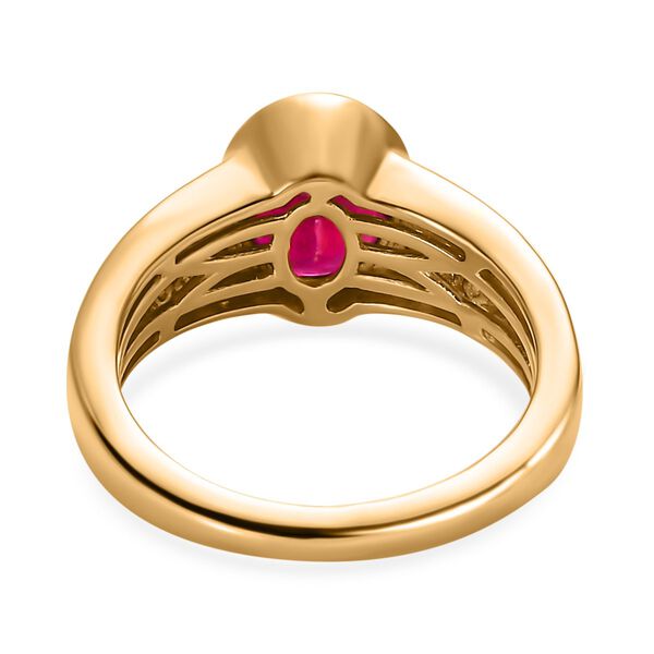 Afrikanischer Rubin (Fissure gef&uuml;llt), wei&szlig;er Zirkon Ring, 925 Silber vergoldet (Gr&ouml;&szlig;e 20.00) ca. 2.99 ct image number 5